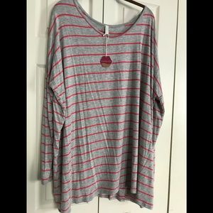 Plus size Pink blush Long sleeve grey and pink top